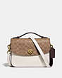 COACH®,CASSIE CROSSBODY WITH SIGNATURE CANVAS BLOCKING,Coated Canvas,Small,Brass/Tan Chalk,Front View