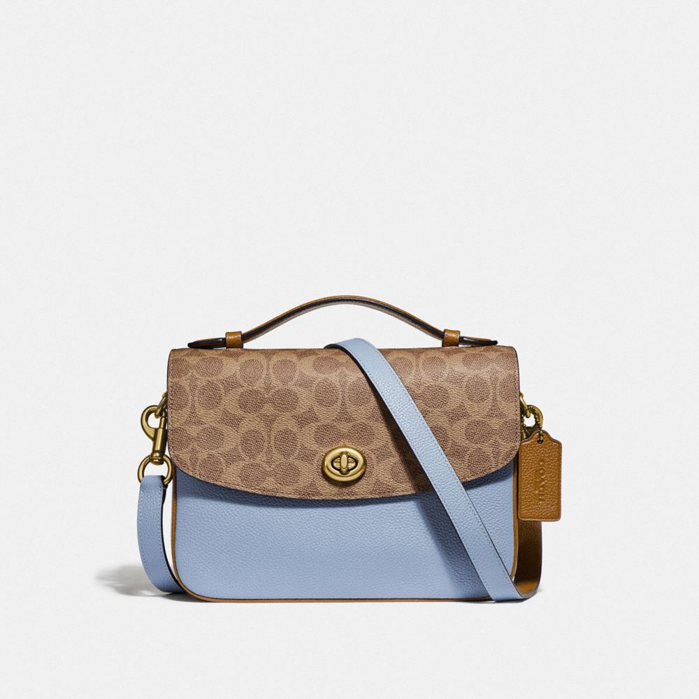Coach Polished Pebbled Leather Cassie Crossbody 19, Grey Blue, One Size