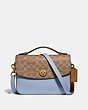 COACH®,CASSIE CROSSBODY WITH SIGNATURE CANVAS BLOCKING,Coated Canvas,Small,Brass/Tan Mist,Front View
