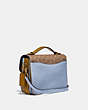 COACH®,CASSIE CROSSBODY WITH SIGNATURE CANVAS BLOCKING,Coated Canvas,Small,Brass/Tan Mist,Angle View