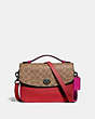 COACH®,CASSIE CROSSBODY WITH SIGNATURE CANVAS BLOCKING,Coated Canvas,Small,Pewter/Tan Red Apple,Front View
