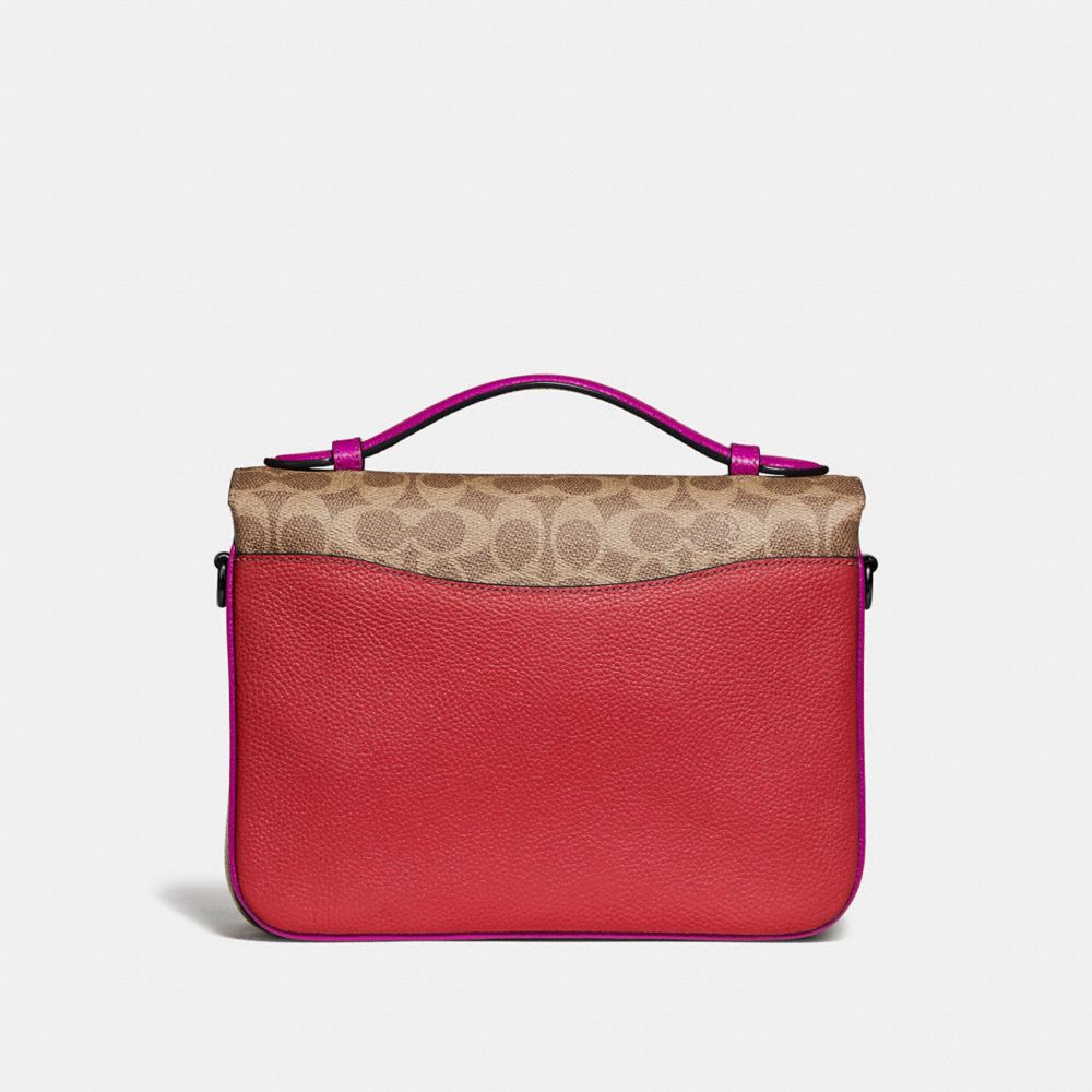 COACH®,CASSIE CROSSBODY WITH SIGNATURE CANVAS BLOCKING,Coated Canvas,Small,Pewter/Tan Red Apple,Back View