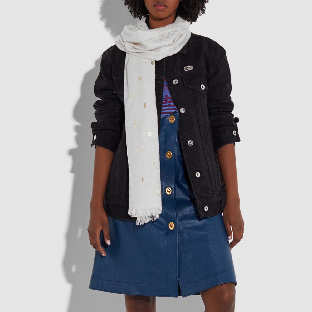 COACH®,Signature Apple Print Stole,,Angle View