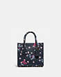 COACH®,CASHIN CARRY TOTE 14 WITH BLOCKED FLORAL PRINT,Leather,Mini,Brass/Multi,Front View