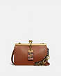 COACH®,DOUBLE FRAME BAG 19 WITH SNAKESKIN DETAIL,Coated Canvas,Small,Brass/1941 Saddle,Front View