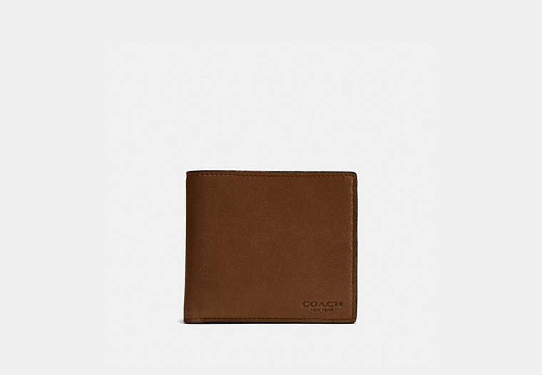 COACH®,COIN WALLET,Leather,Dark Saddle,Front View