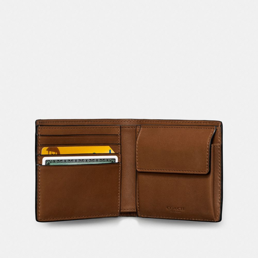 COACH®,COIN WALLET,Leather,Dark Saddle,Inside View,Top View