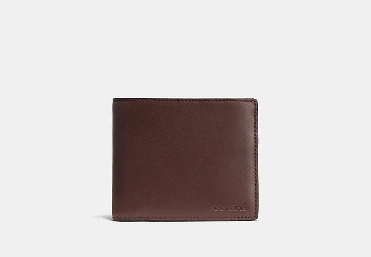 COACH®,3-IN-1 WALLET,Smooth Leather,Mahogany brown,Front View