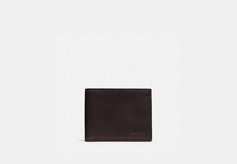 COACH®,SLIM BILLFOLD ID WALLET,Smooth Leather,Chestnut,Front View