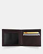 COACH®,SLIM BILLFOLD ID WALLET,Smooth Leather,Chestnut,Inside View,Top View