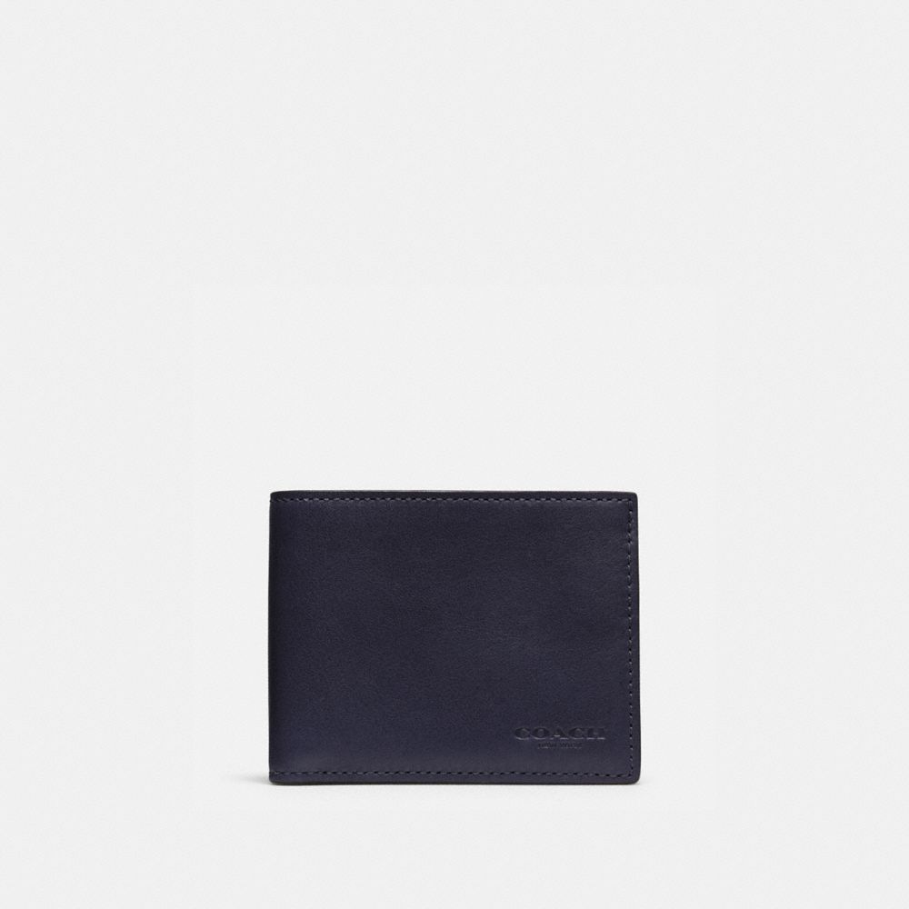 COACH®,PORTEFEUILLE D'IDENTIFICATION FIN,Cuir souple,Minuit,Front View