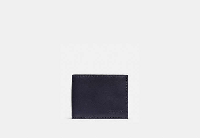 COACH®,SLIM BILLFOLD ID WALLET,Smooth Leather,Midnight,Front View
