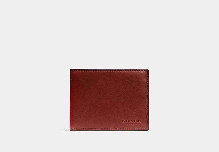 COACH®,SLIM BILLFOLD ID WALLET,Smooth Leather,RUST,Front View