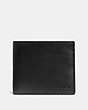COACH®,DOUBLE BILLFOLD WALLET IN SPORT CALF LEATHER,Leather,Black,Front View