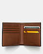 COACH®,DOUBLE BILLFOLD WALLET IN SPORT CALF LEATHER,Leather,Dark Saddle,Inside View,Top View