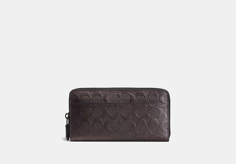 COACH®,ACCORDION WALLET IN SIGNATURE LEATHER,Leather,Mahogany brown,Front View