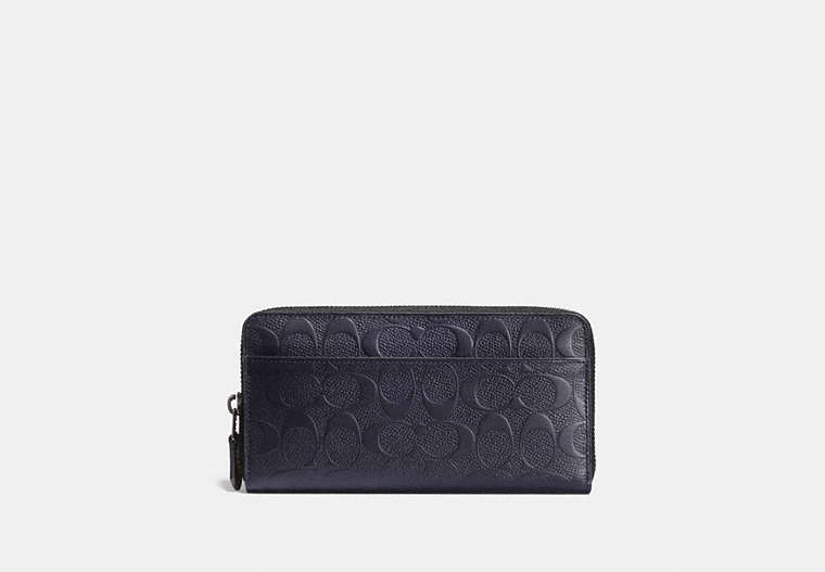 COACH®,ACCORDION WALLET IN SIGNATURE CROSSGRAIN LEATHER,Cuir,Minuit,Front View