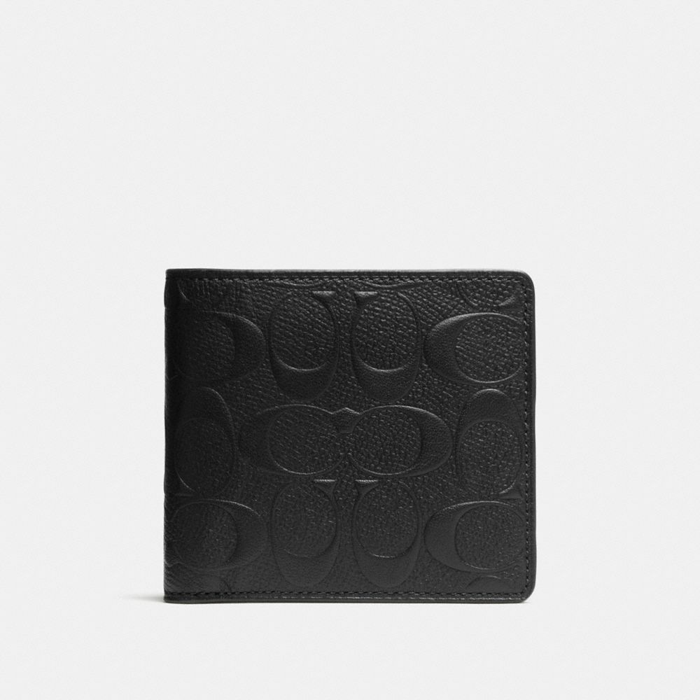 COACH®,COIN WALLET,Leather,Black,Front View image number 0
