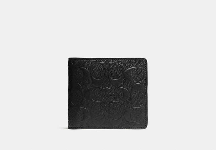 COACH®,COIN WALLET,Leather,Black,Front View image number 0