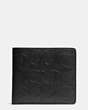 COACH®,DOUBLE BILLFOLD WALLET IN SIGNATURE CROSSGRAIN LEATHER,Leather,Black,Front View