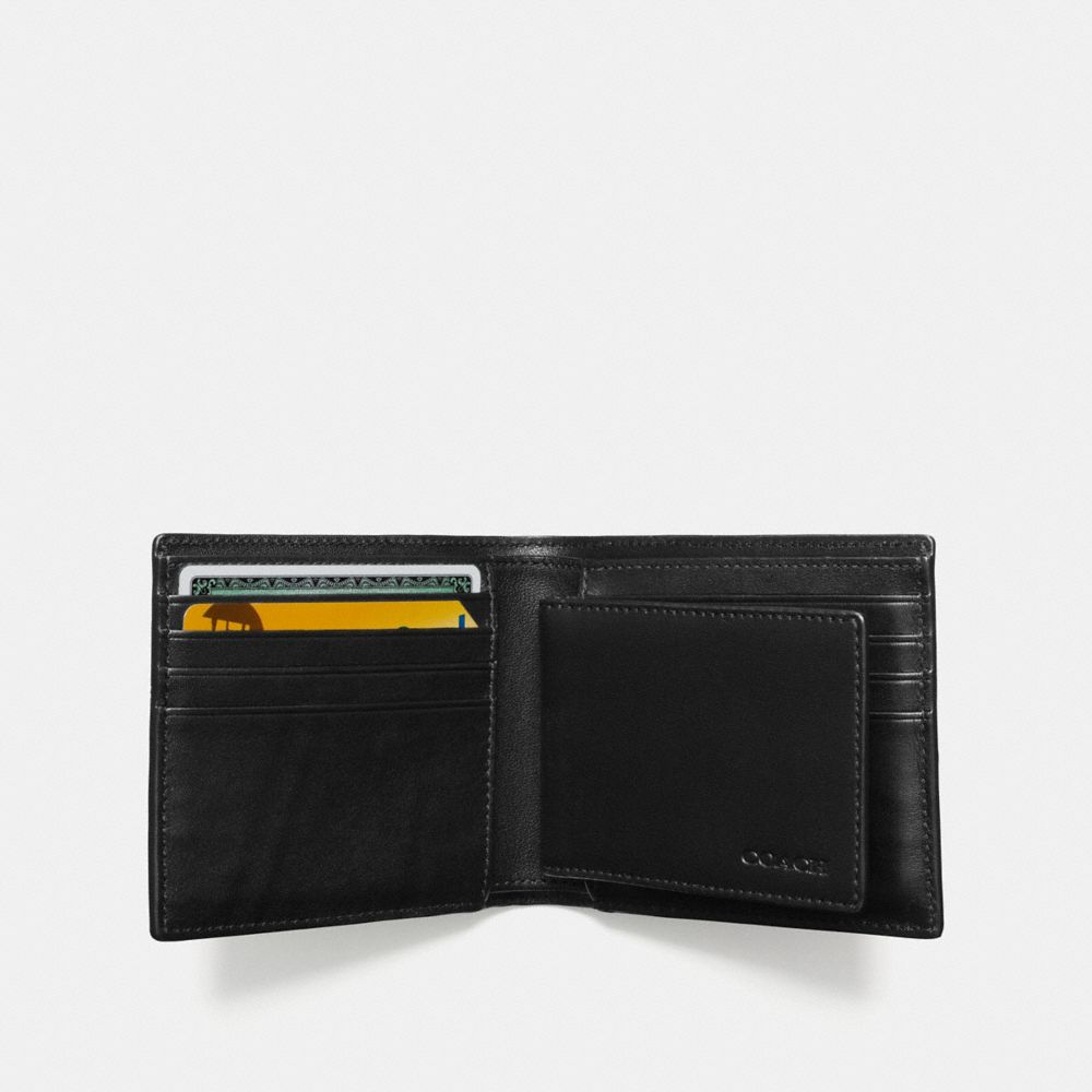 COACH®,COMPACT ID WALLET IN SIGNATURE CANVAS,Coated Canvas,Charcoal,Inside View,Top View