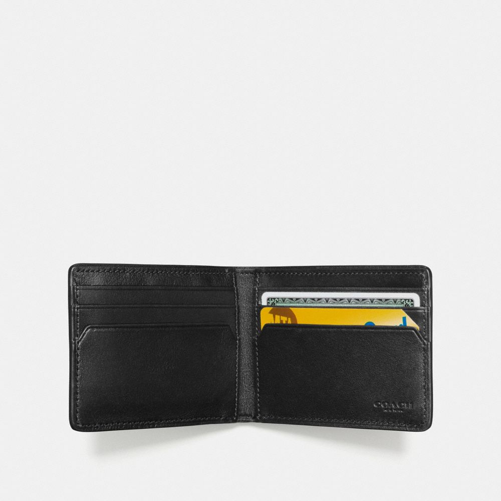 COACH®,SLIM BILLFOLD WALLET,Signature Calf Leather,Black,Inside View,Top View