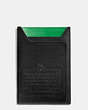 COACH®,MODERN CARD CASE,Leather,BLACK/GREEN,Front View