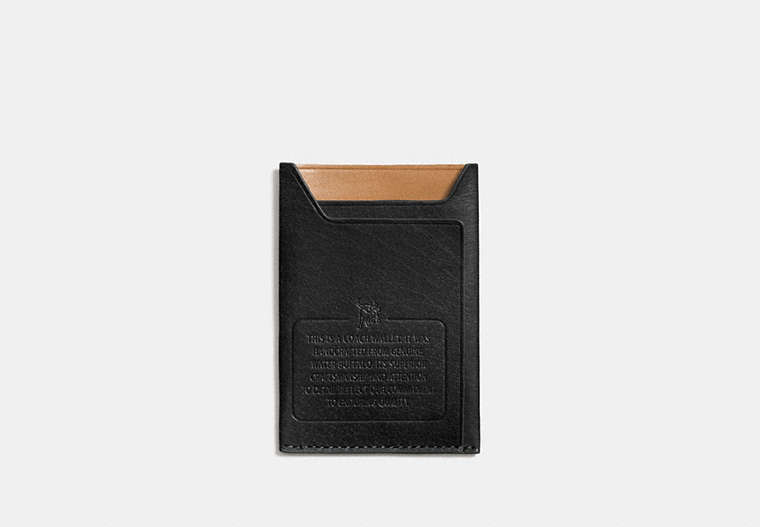 COACH®,MODERN CARD CASE,Leather,BLACK/LIGHT SADDLE,Front View