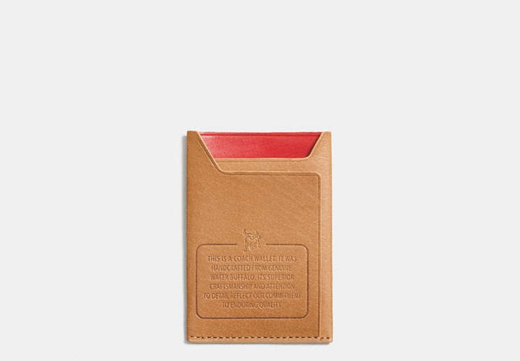 COACH®,MODERN CARD CASE,Leather,LT SADDLE/WATERMELON,Front View