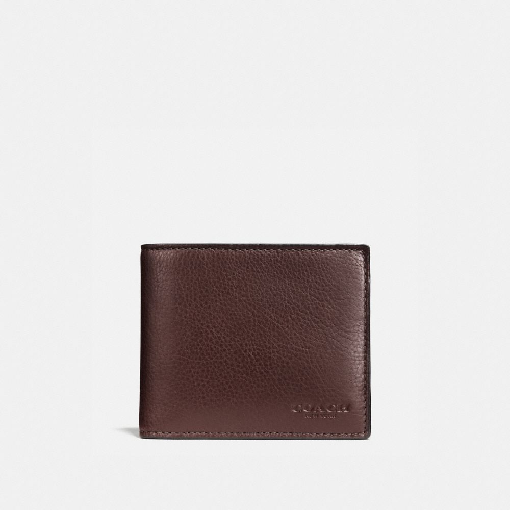 COACH®,3 IN 1 WALLET,Smooth Leather,Mini,Mahogany Brown,Front View