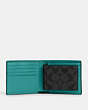 COACH®,3-IN-1 WALLET IN SIGNATURE CANVAS,pvc,Mini,Black Antique Nickel/Bright Turquoise/Charcoal,Inside View,Top View