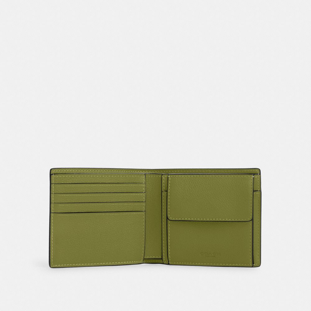 COACH®,コイン ウォレット スポーツ カーフ レザー,ミニ財布(二つ折り&三つ折り),ｲｴﾛｰ ｸﾞﾘｰﾝ