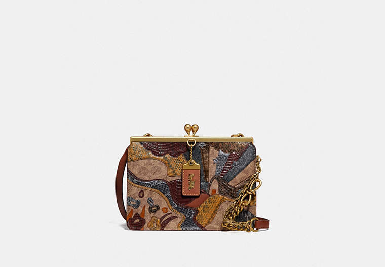 Double Frame Bag In Signature Canvas With Starscape Patchwork And Snakeskin Detail