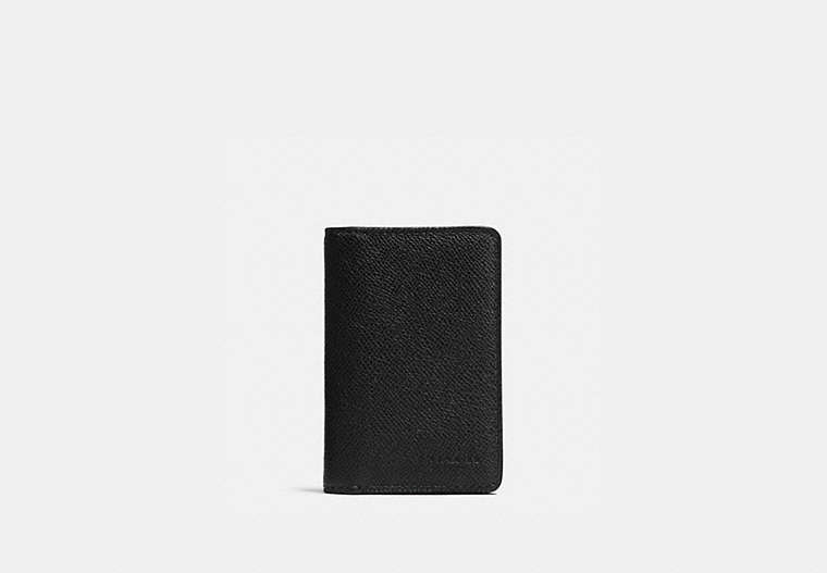 COACH®,CARD WALLET,Crossgrain Leather,Black,Front View image number 0