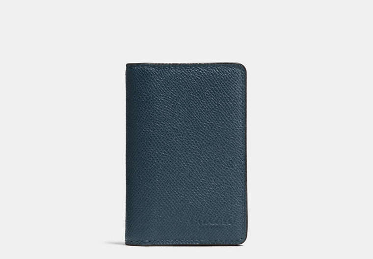 COACH®,CARD WALLET,Crossgrain Leather,PRUSSIAN,Front View