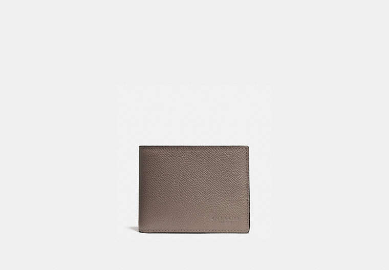 COACH®,SLIM BILLFOLD WALLET,Leather,FOG,Front View