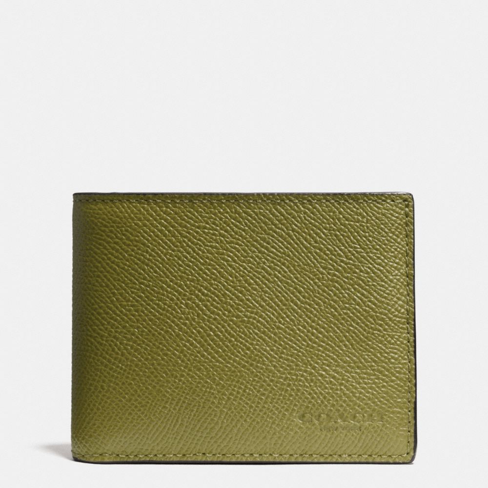 COACH®,SLIM BILLFOLD WALLET,Leather,MOSS,Front View