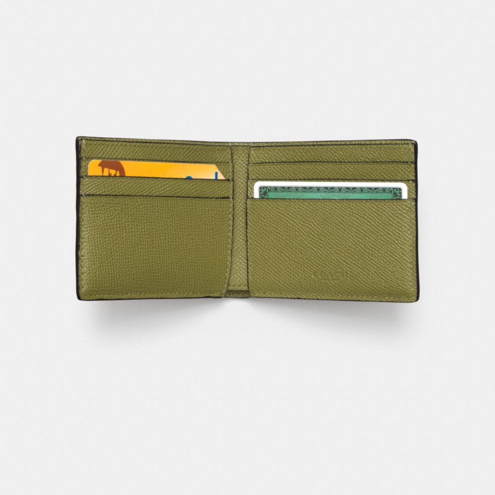 COACH®,SLIM BILLFOLD WALLET,Leather,MOSS,Inside View,Top View