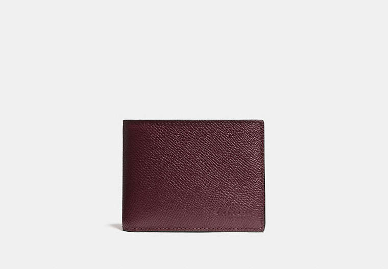 COACH®,SLIM BILLFOLD WALLET,Leather,OXBLOOD,Front View