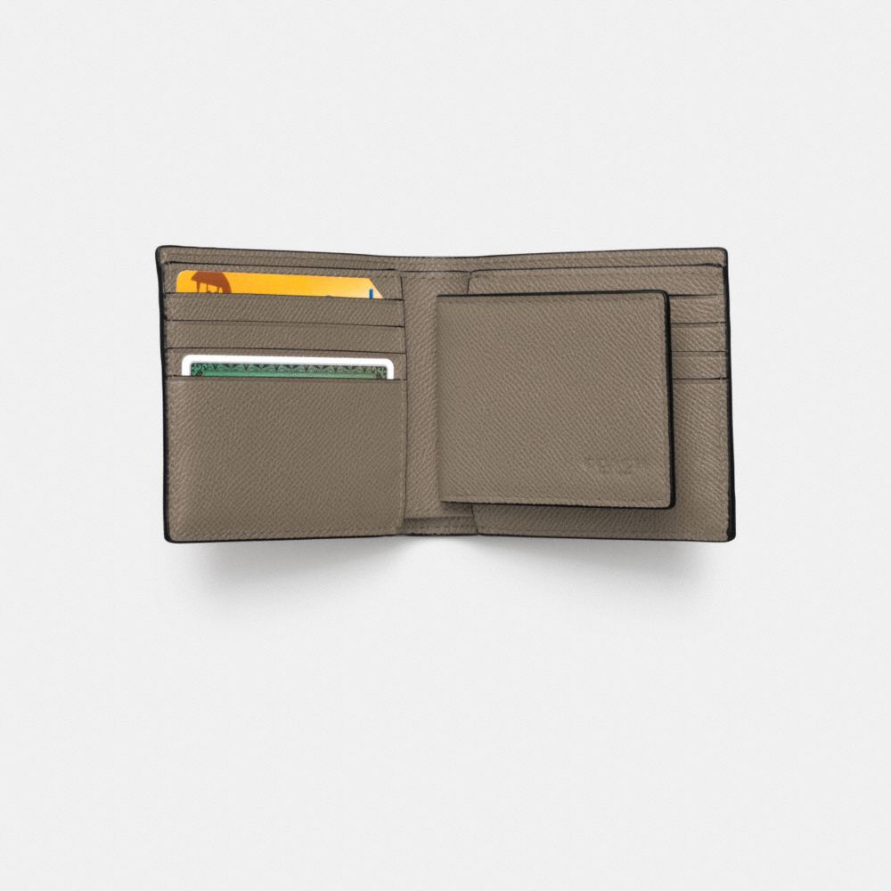 COACH®,PORTEFEUILLE D'IDENTIFICATION COMPACT,Cuir,Brouillard,Inside View,Top View