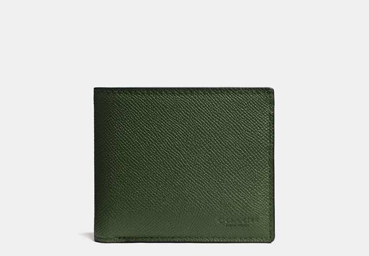 COACH®,COMPACT ID WALLET,Leather,FERN,Front View