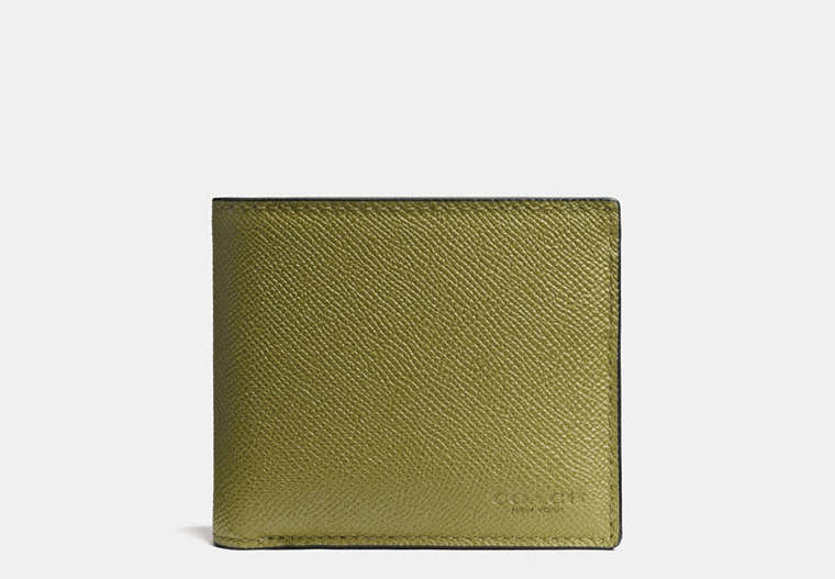 COACH®,COMPACT ID WALLET,Leather,MOSS,Front View