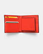 COACH®,COMPACT ID WALLET,Leather,ORANGE,Inside View,Top View