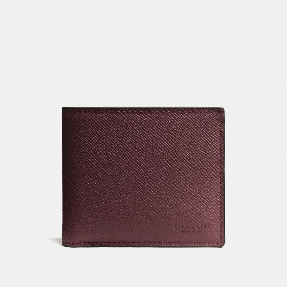 COACH®,COMPACT ID WALLET,Leather,OXBLOOD,Front View