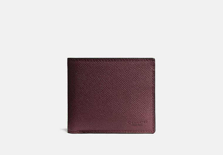 COACH®,COMPACT ID WALLET,Leather,OXBLOOD,Front View