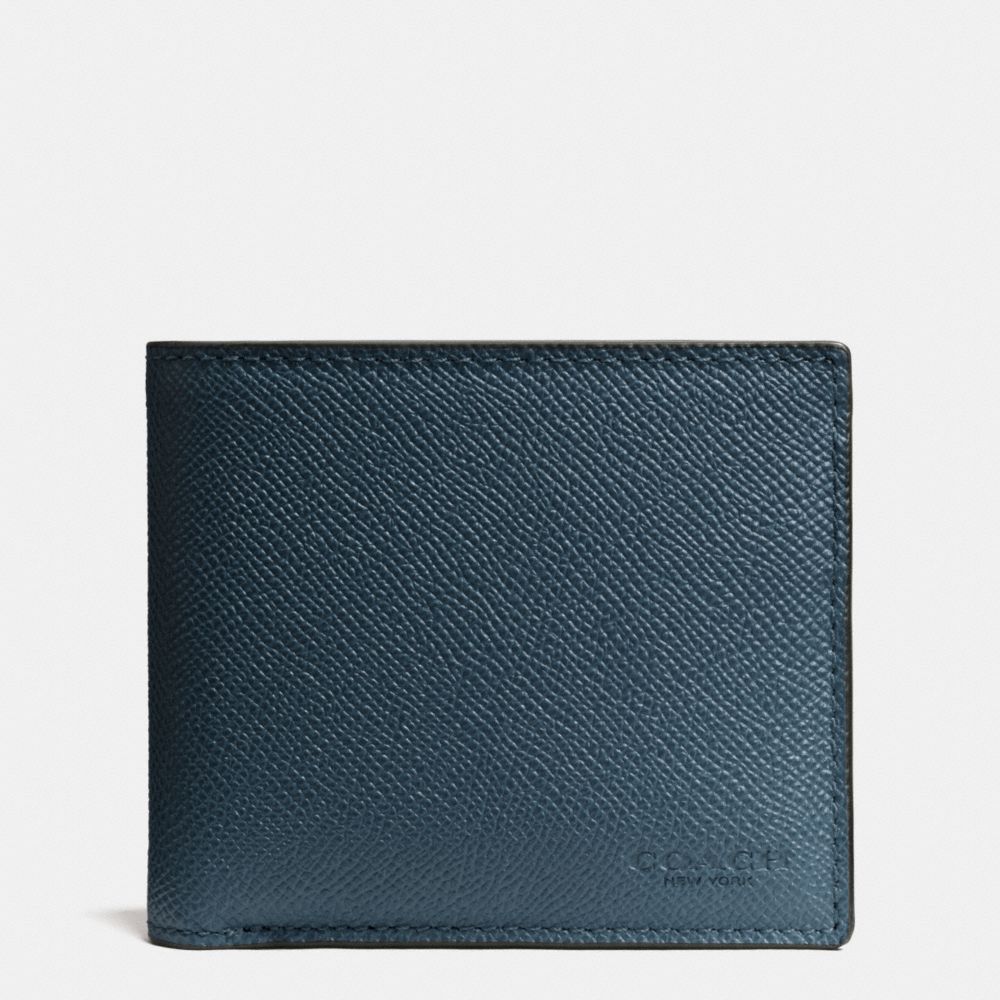 COACH®,COMPACT ID WALLET,Leather,PRUSSIAN,Front View
