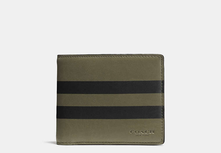 Varsity Stripe Compact Id Wallet In Sport Calf Leather