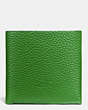 COACH®,BILLFOLD WALLET IN PEBBLE LEATHER,Leather,GRASS,Front View