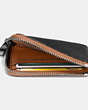 COACH®,HALF ZIP WALLET IN PEBBLE LEATHER,Leather,Black/Saddle,Inside View,Top View