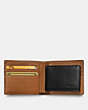 COACH®,RIP AND REPAIR COMPACT ID WALLET,Sport calf leather,Black/Saddle,Inside View,Top View